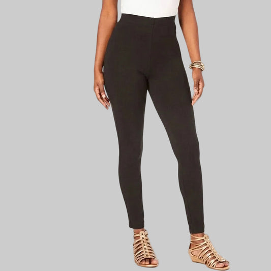 Black stretch cotton plus size leggings with comfortable flexible fit