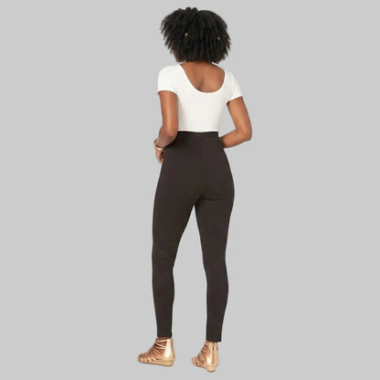 Black stretch cotton plus size leggings with comfortable flexible fit