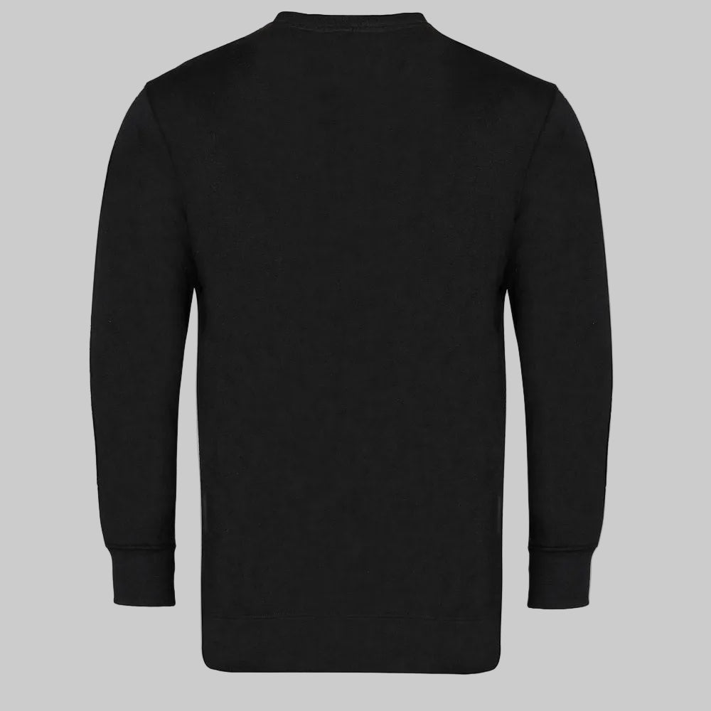 Black supersoft V-neck cardigan for big and tall men with button front, ribbed cuffs, and relaxed fit shown in studio image