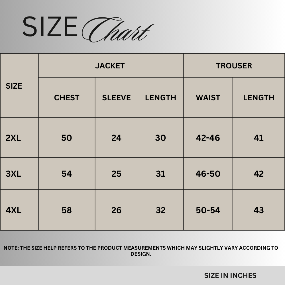 Size chart for Grey Cotton Scuba Co-Ord Set PSM-11705