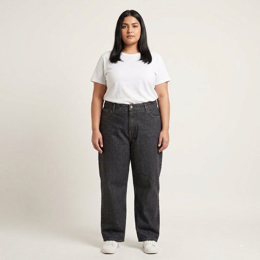 Black Washed Classic Straight Denim Jeans PSW-11087