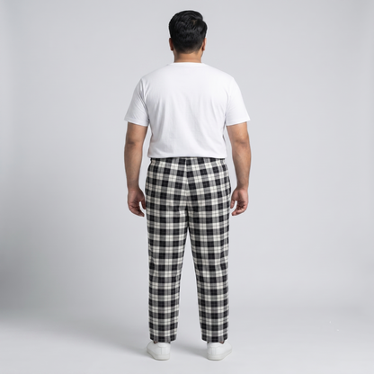 Black & White Checkered Jersey Plus Size Trouser PSM-10803