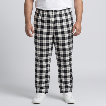 Black & White Checkered Jersey Plus Size Trouser PSM-10803