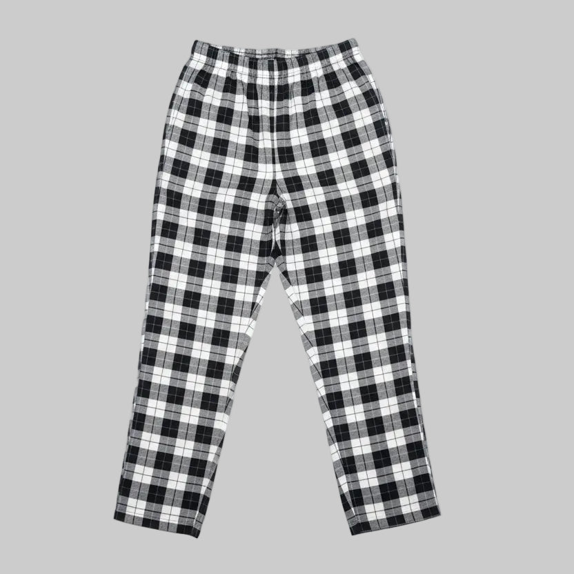 Black and white checkered plus size jersey trouser front view