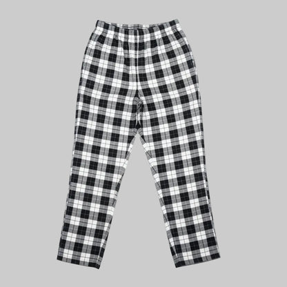 Black and white checkered plus size jersey trouser front view