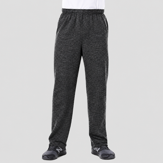 Black White Heather Fleece Big Size Open Bottom Trouser with Elastic Waistband and Relaxed Fit