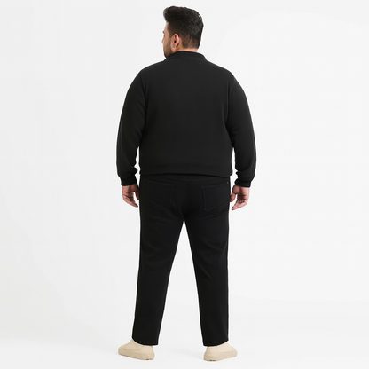 Black slim fit stretch chinos with pockets – jeans-quality cotton blend.