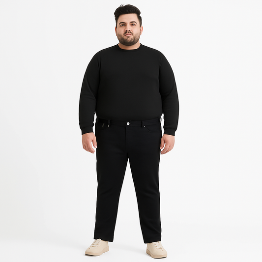 Black slim fit stretch chinos with pockets – jeans-quality cotton blend.