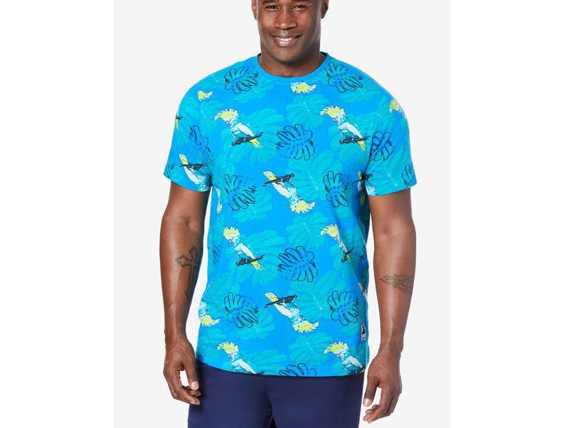 Blue Big & Tall Size Bird Graphic Crewneck T-Shirt PSM-5622