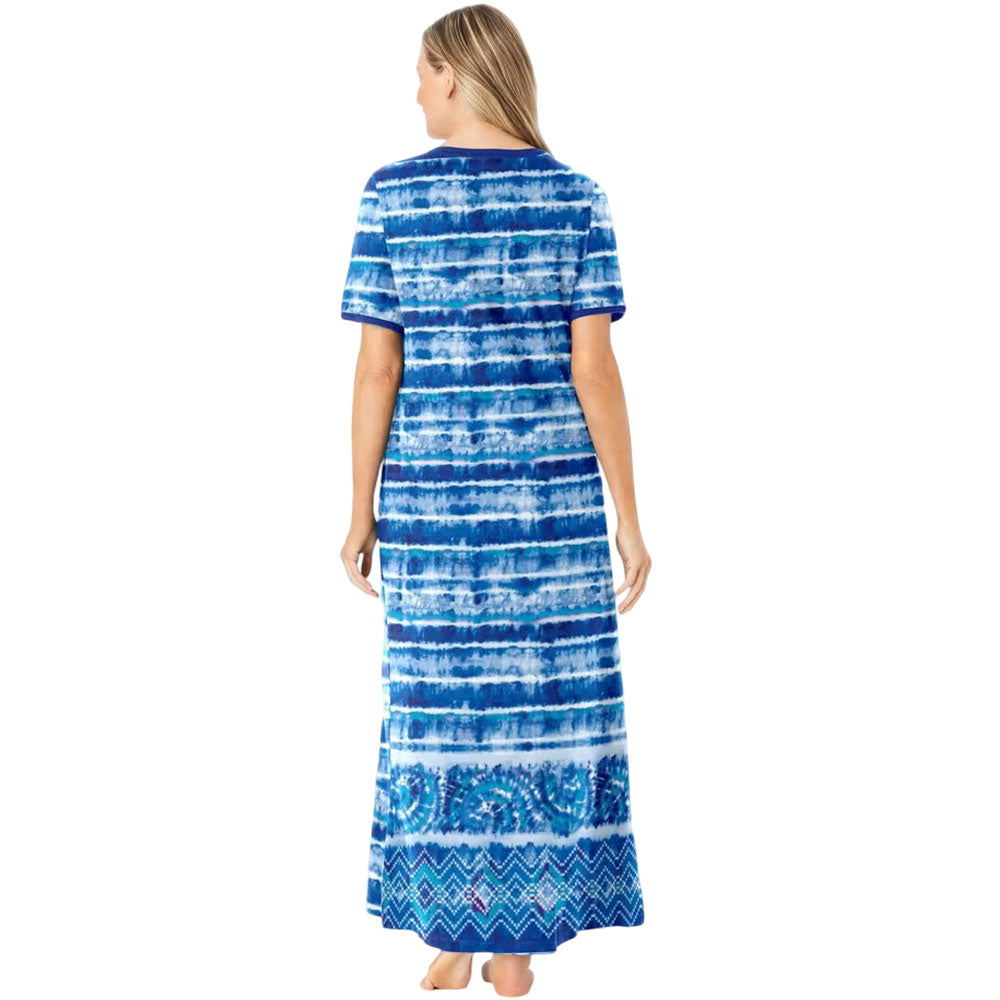 Blue Cobalt Tie-Dye T-Shirt Lounger for plus-size women - soft and casual


