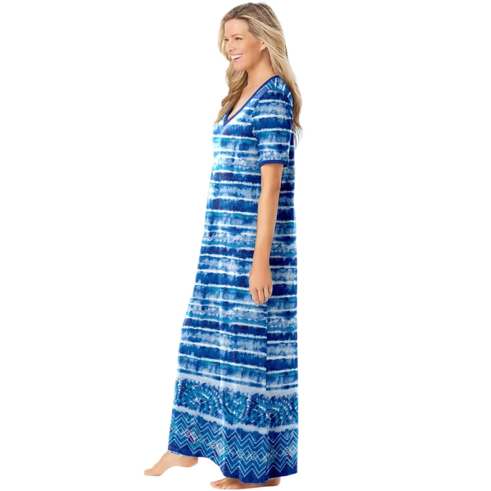Blue Cobalt Tie-Dye T-Shirt Lounger for plus-size women - soft and casual

