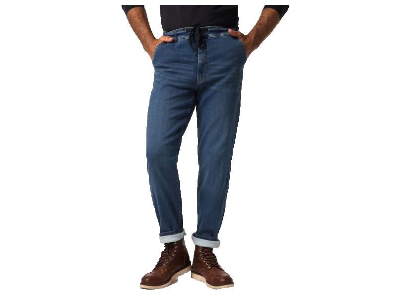 Blue Straight Fit Pull On Waistband Terry Jeans PSM-7618