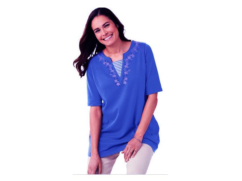 Blue Embroidered Layered-Look Tunic PSW-4780