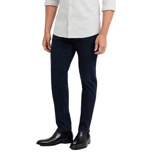 Blue Midnight Tapered Flex Jean featuring premium stretch denim, a tapered leg, and a comfortable fit for all-day wear. Stylish and versatile for any occasion.