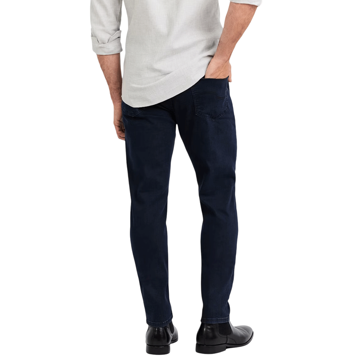 Blue Midnight Tapered Flex Jean featuring premium stretch denim, a tapered leg, and a comfortable fit for all-day wear. Stylish and versatile for any occasion.