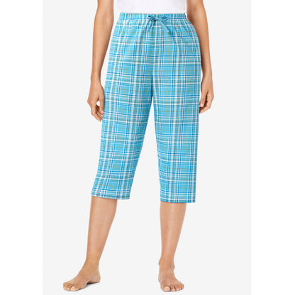 Blue Plaid Woven Sleep Capri Pant PSW-8190