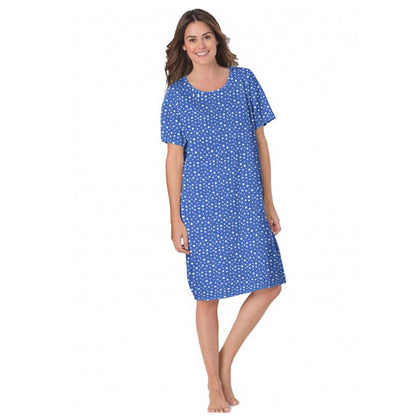 Blue Polka Dot Women Short Sleeve Sleepshirt PSW-8432