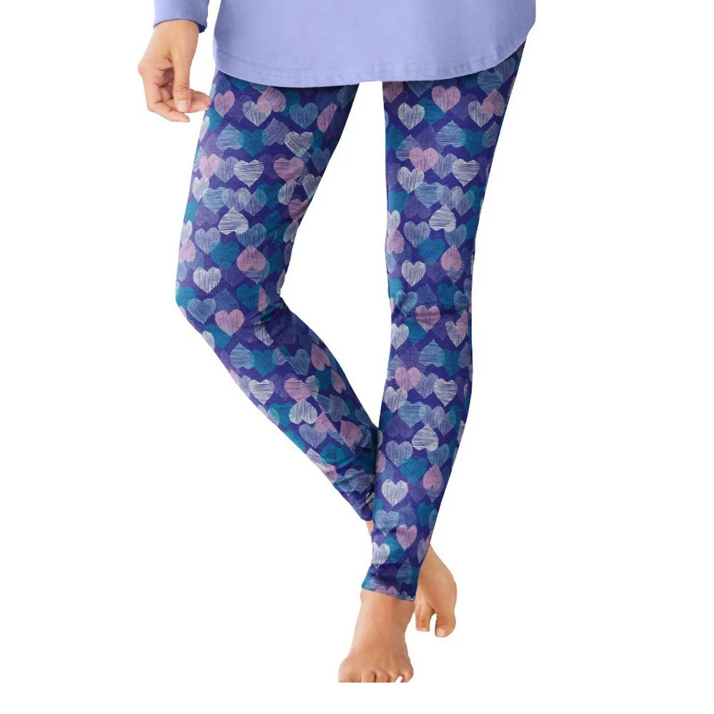 Blue Sapphire Hearts Cotton Printed Legging PSW-8331