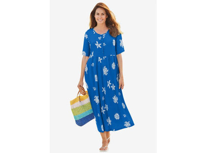 Blue Starfish Stamped Empire Waist Dress PSW-7405