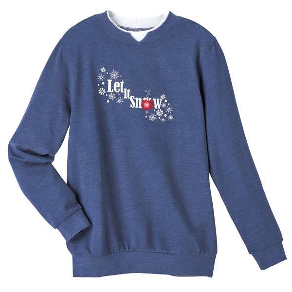 Heather Blue Novelty Embroidered Sweatshirt PSW-9104