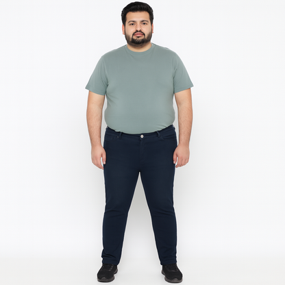 Blue & Black regular fit stretch jeans with 5-pocket design and embroidered logo.