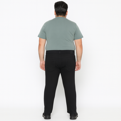 Blue & Black regular fit stretch jeans with 5-pocket design and embroidered logo.