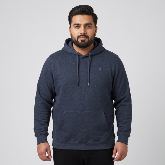 Blue Fleece Big Size Over Head Hoodie PSM-4467