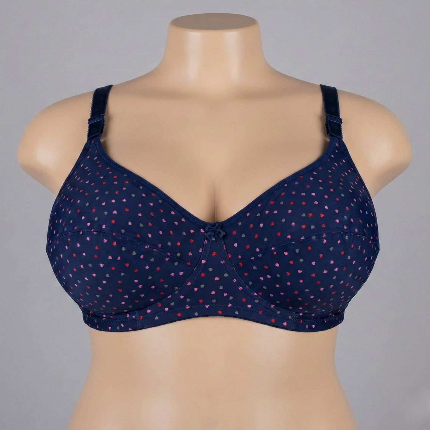 Blue Heart Print Plus Size Wireless Bra PSW-10805