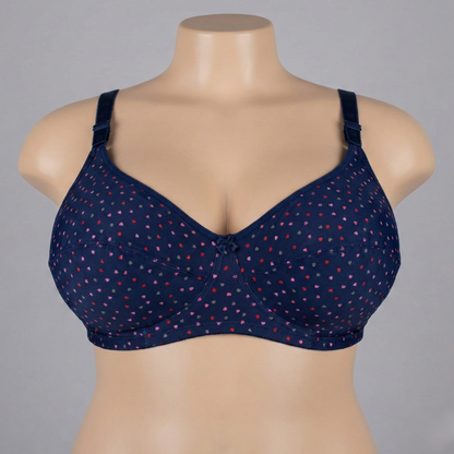 Blue Heart Print Plus Size Wireless Bra PSW-10805