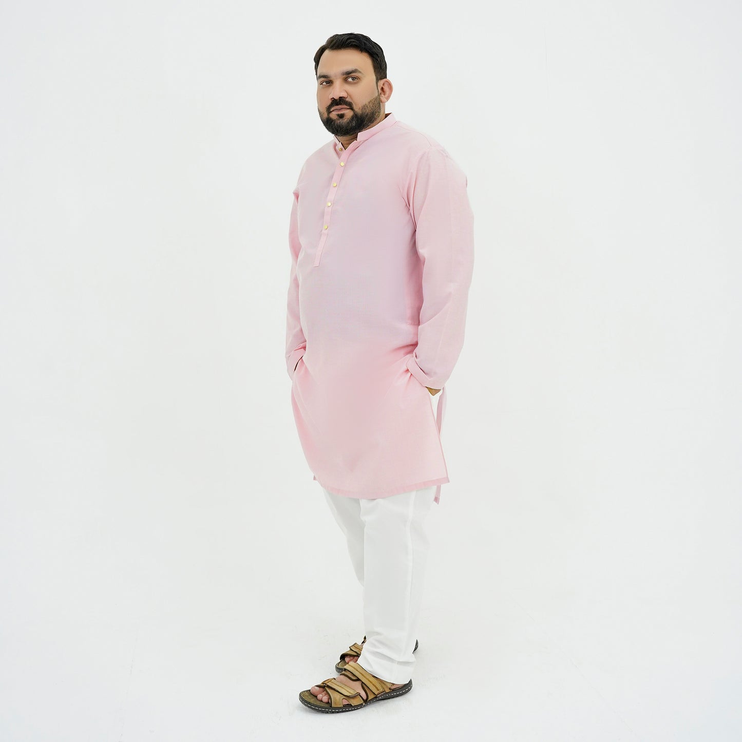 Blush Pink Cotton Classic Plus-Size Kurta Pajama PSM-9054