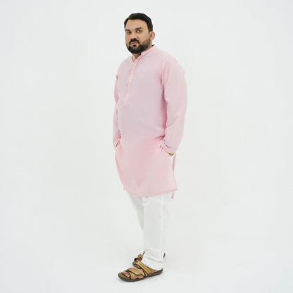 Blush Pink Cotton Classic Plus-Size Kurta Pajama PSM-9054