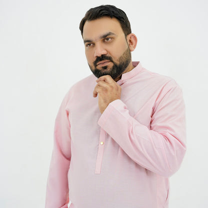 Blush Pink Cotton Classic Plus-Size Kurta Pajama PSM-9054