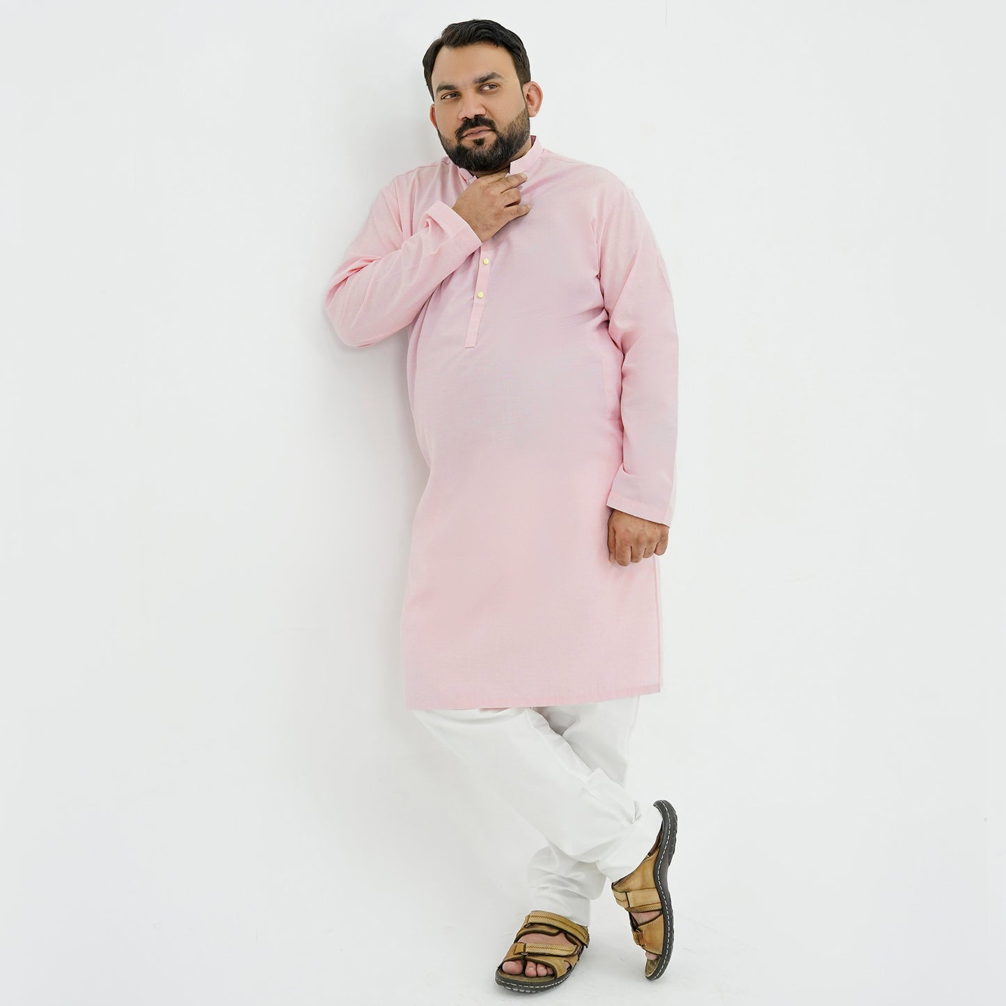 Blush Pink Cotton Classic Plus-Size Kurta Pajama PSM-9054