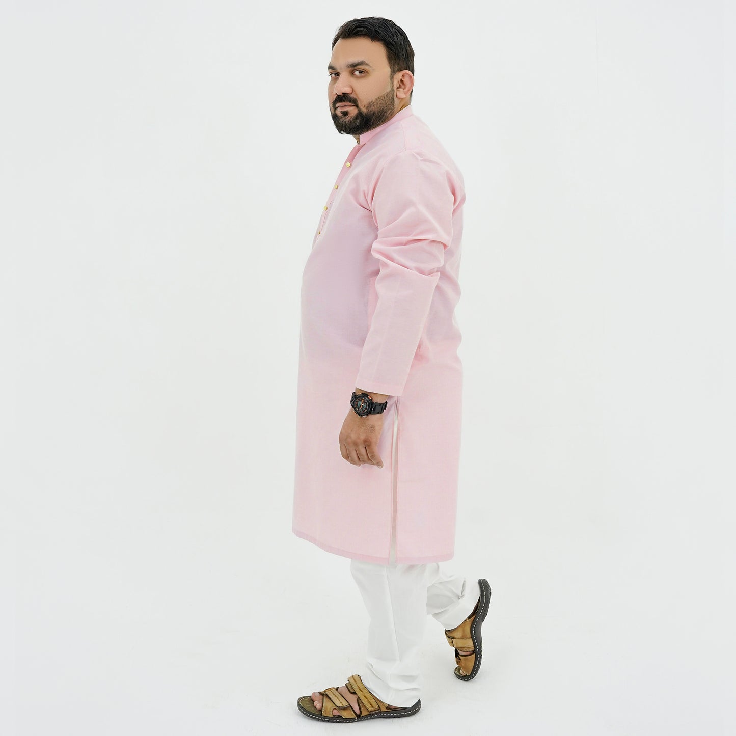 Blush Pink Cotton Classic Plus-Size Kurta Pajama PSM-9054