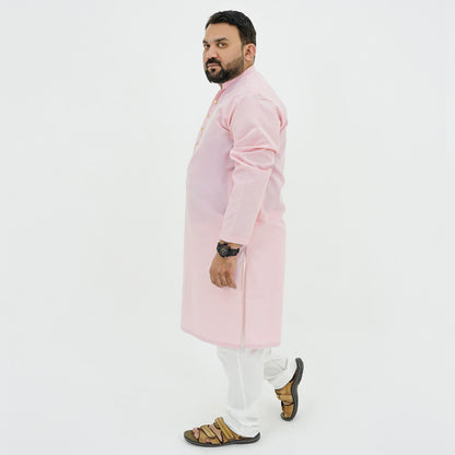 Blush Pink Cotton Classic Plus-Size Kurta Pajama PSM-9054