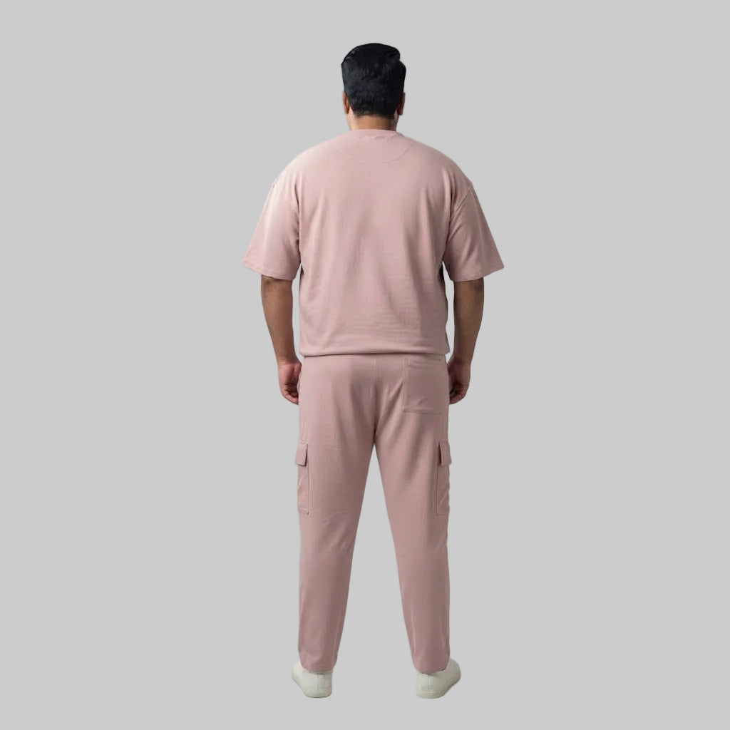 Blush Pink Terry Cargo Co-Ord Set with a relaxed casual design