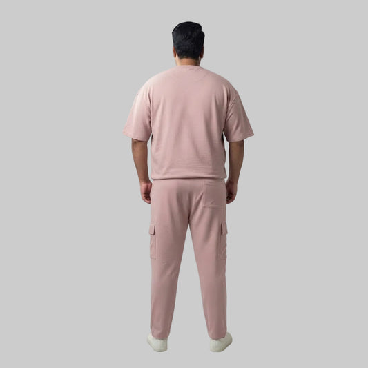 Blush Pink Terry Cargo Co-Ord Set with a relaxed casual design
