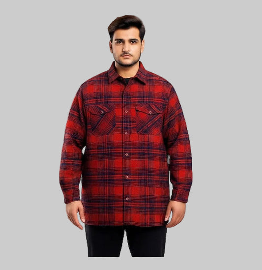 Bordeaux Plaid Without Hood Shirt Jacket PSM-6613