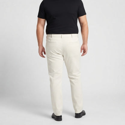 Boski Cream Cotton Chino Pants featuring a classic design and versatile neutral color, ideal for everyday and smart-casual wear.