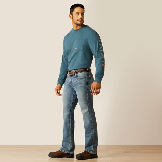 Plus-size male model wearing Breaker Slim Straight Fit Jeans in dark denim, front view, showing slim seat, straight leg opening, and reinforced workwear details.