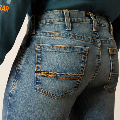 Plus-size male model wearing Breaker Slim Straight Fit Jeans in dark denim, front view, showing slim seat, straight leg opening, and reinforced workwear details.