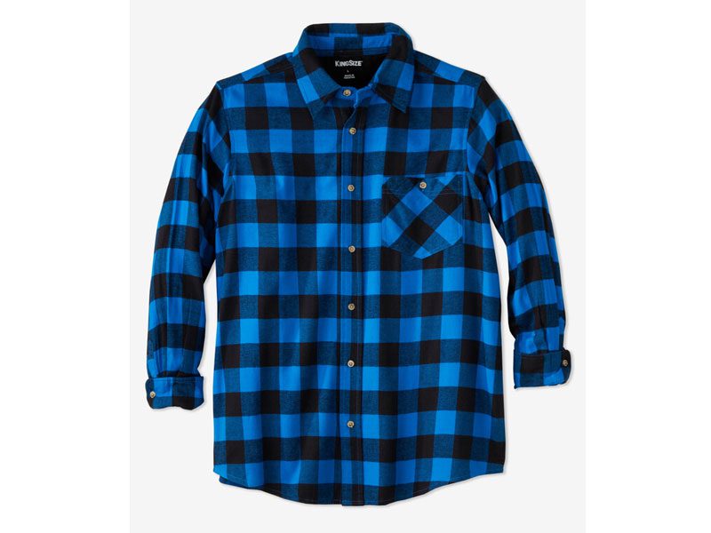 Bright Blue Buffalo Check Plaid Flannel Shirt PSM-7600