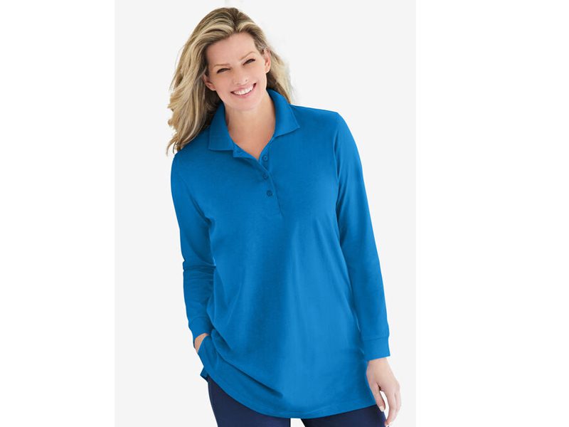 Bright Cobalt Long Sleeve Polo Shirt PSW-6180