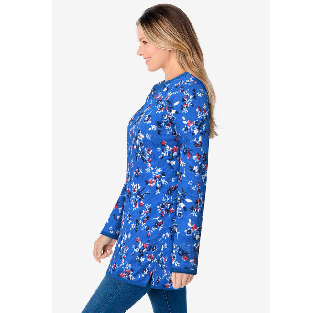 Bright Cobalt Multi Delicate Floral Thermal Sweatshirt PSW-8581