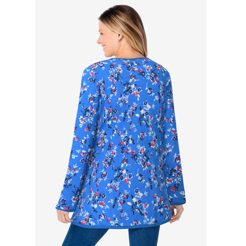 Bright Cobalt Multi Delicate Floral Thermal Sweatshirt PSW-8581