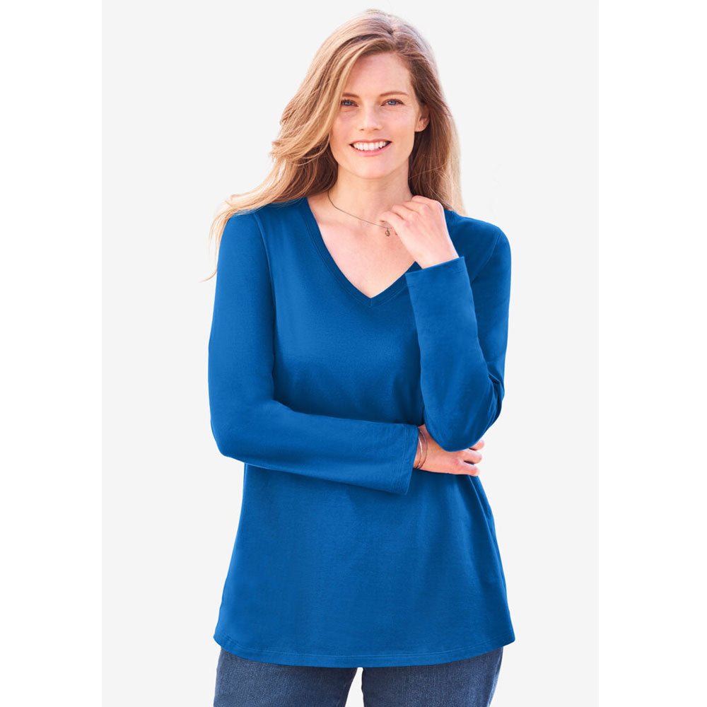 Bright Cobalt Perfect Long-Sleeve V-Neck Tee PSW-8040