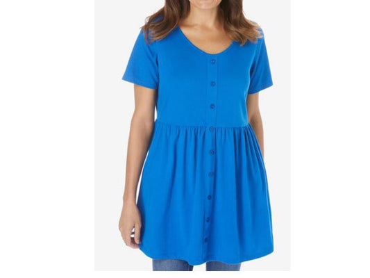 Bright Cobalt Plus Size Women Empire Waist Tunic PSW-5521