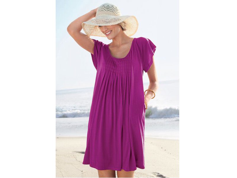 Bright Fuchsia Pintuck Box-Pleat Tunic PSW-7322