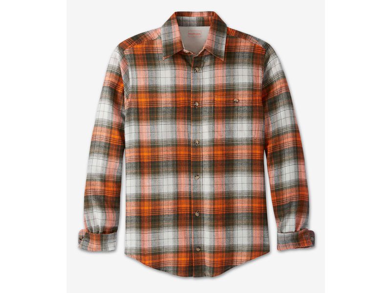 Bright Orange Plaid Flannel Shirt PSM-7599