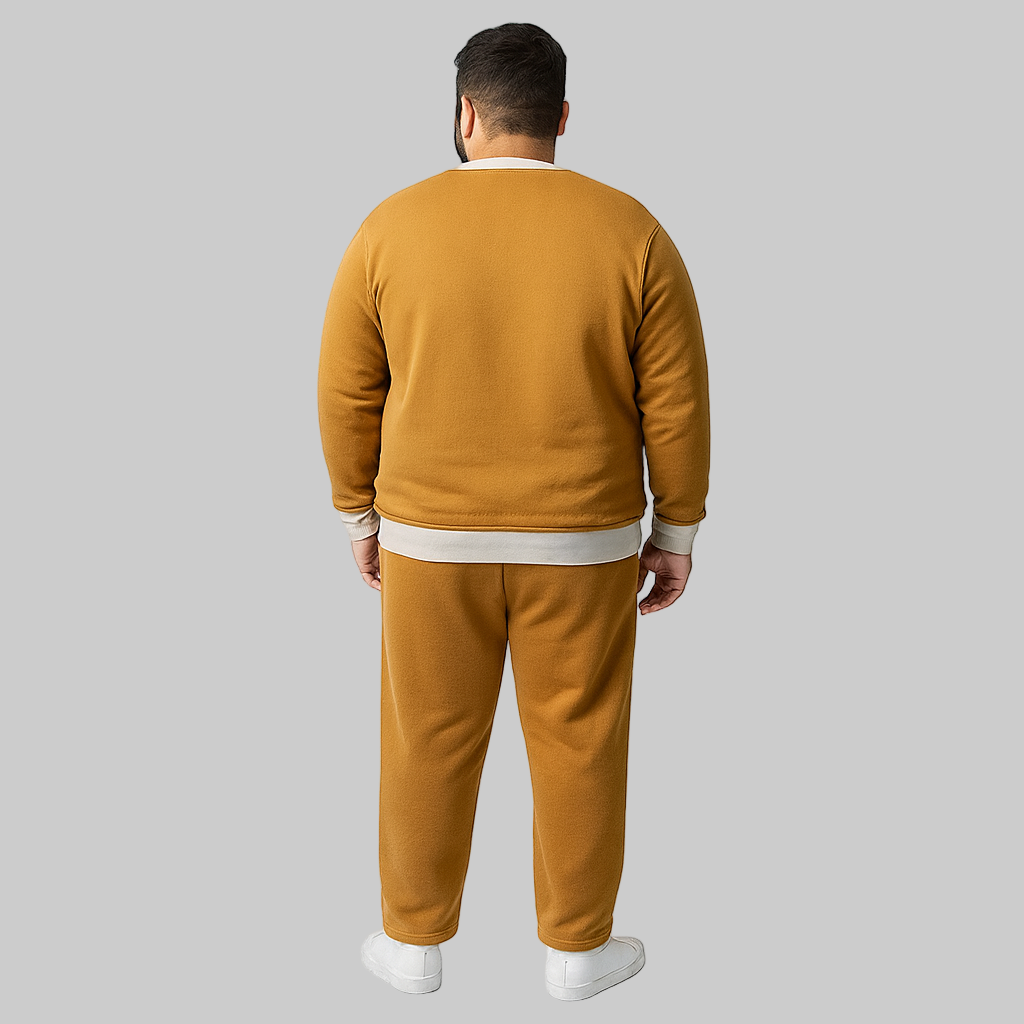 Brown Plus-Size Crewneck Tracksuit PSM-10201